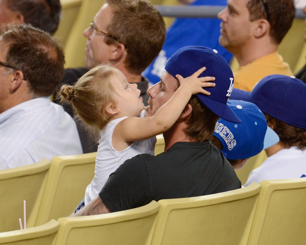 Harper and David shared the sweetest daddy-daughter moment during a Dodgers game in August 2013.