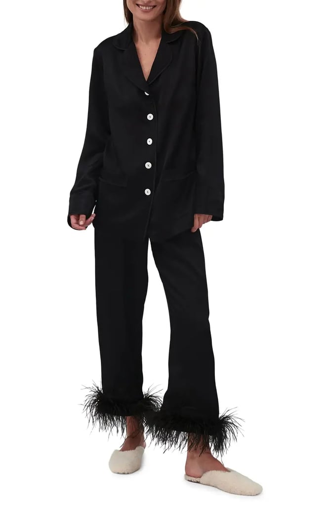 Sweet Dreams: Sleeper Party Pajamas With Detachable Ostrich Feather Trim