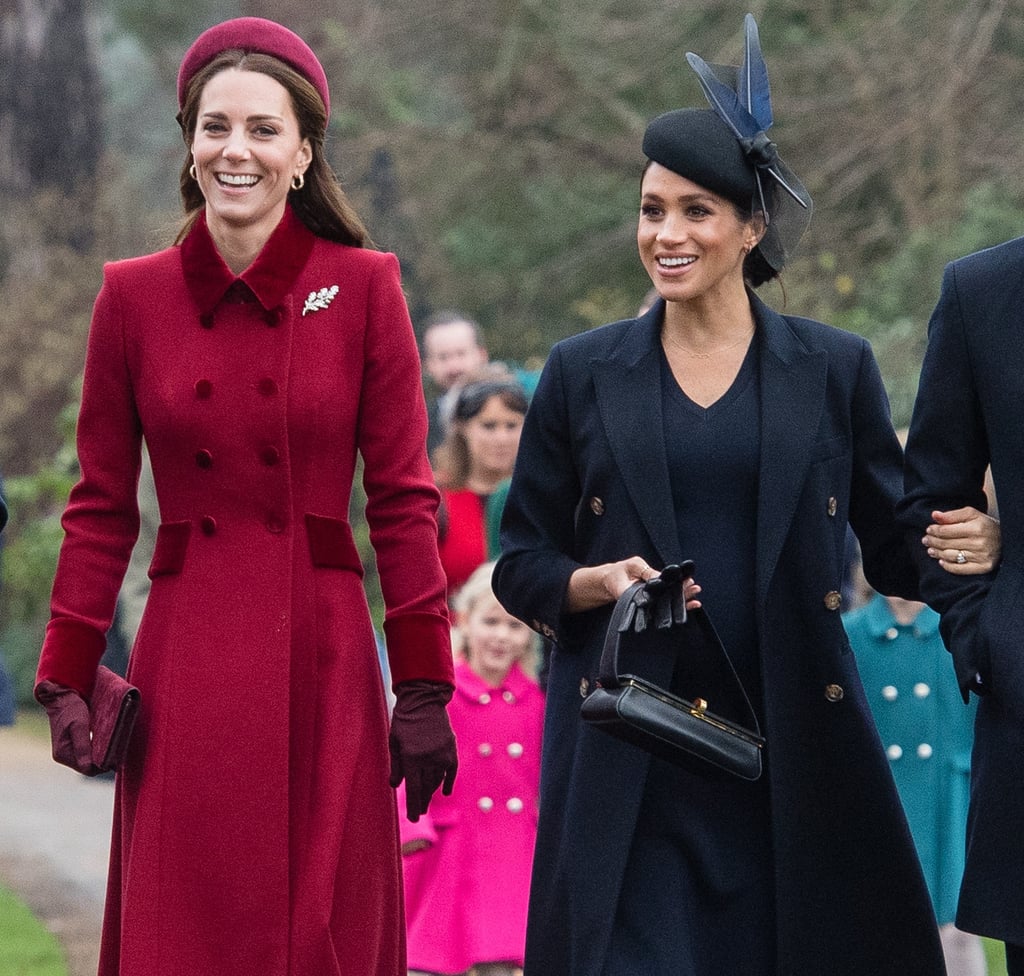 Meghan Markle Black Coat on Christmas Day 2018