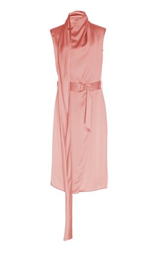Sally LaPointe Doubleface Satin Scarf Neck Dress