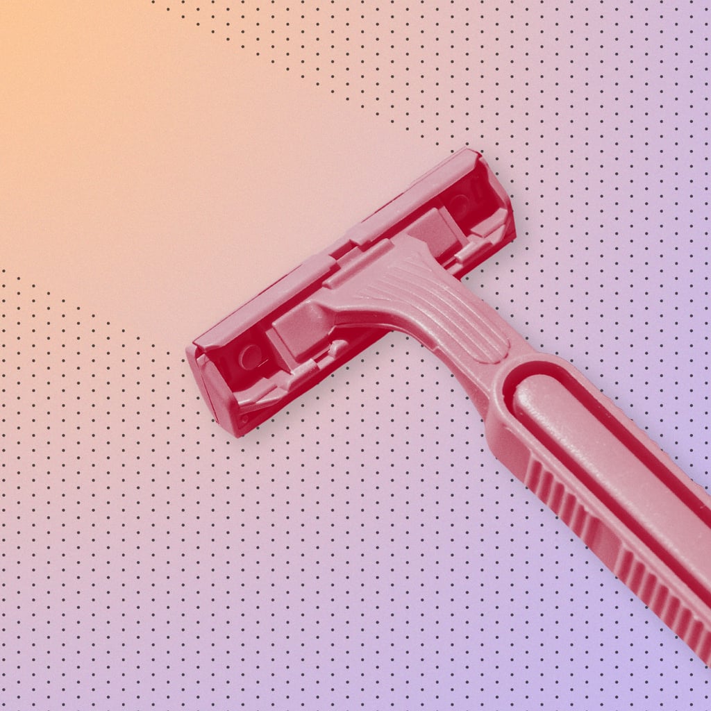 A Note on Which Direction to Shave Pubic Hair
Now, onto the main event. The first tip to getting the closest shave is to ensure you're pulling the skin taut. "The flatter the shaving surface, the more comfortable the experience will be," says Liston. 
Then, a tip I probably could have used way back when: "You want to shave in the direction of the hair growth — with the grain, so to speak," Sofronas says. "And you don't want to go over the same area multiple times."
"Press down enough that the blade hits the hair, but don't go too hard — you want to be gentle on this area."
Stick to one pass with the razor if you can (that's where trimming beforehand will help), especially if you're a beginner. After you've done it a few times, and you want an even closer shave, you can go against the hair growth on a second pass. ("Then that's it; you're good to move on to the next shaving area.") Oh, and always make sure you rinse the razor between strokes.
Some other good need-to-knows? "Press down enough that the blade hits the hair, but don't go too hard — you want to be gentle on this area. That's what leads to nicks."