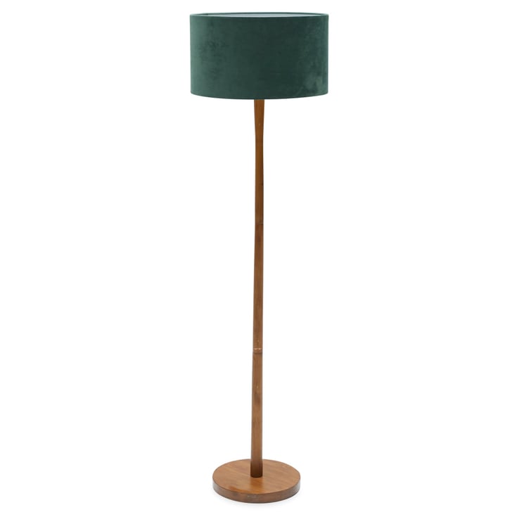 Wood Floor Lamp With Green Velvet Shade | Drew Barrymore Flower Home at