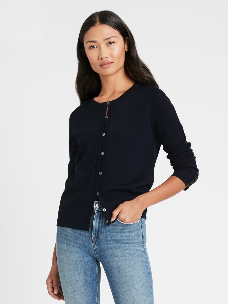 Banana Republic Merino Cardigan Sweater in Responsible Wool in Navy