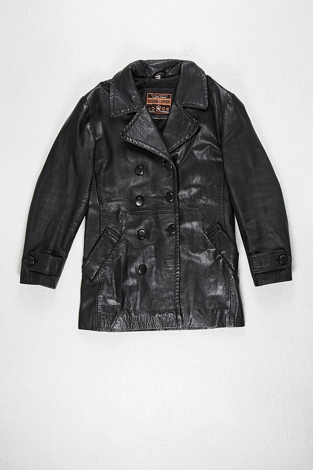 Urban Renewal One-Of-A-Kind Double-Breasted Black Leather Jacket