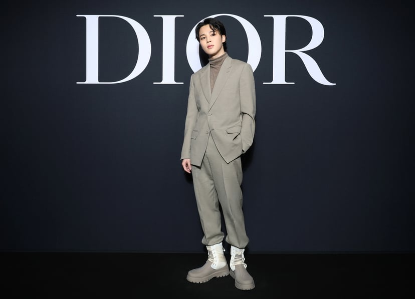 BTS star Jimin attends the Dior Homme Menswear Fall-Winter fashion show  with bandmate J-Hope
