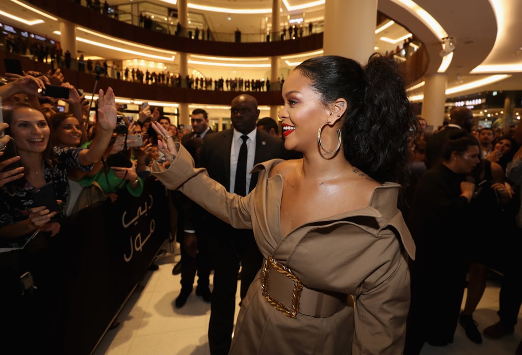 Rihanna Trench Dress at Fenty Beauty Dubai Event 2018