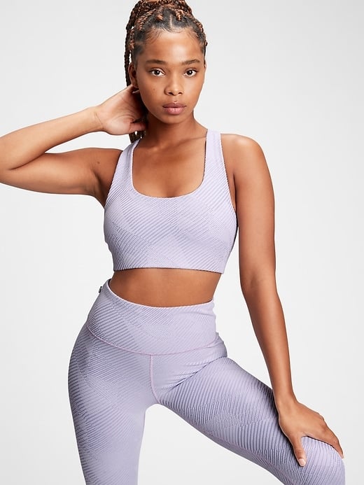Gap GapFit Low Impact Linear V-Back Jacquard Bra, We Compared 10 Gap  Sports Bras With Varying Levels of Support (and They're on Sale)