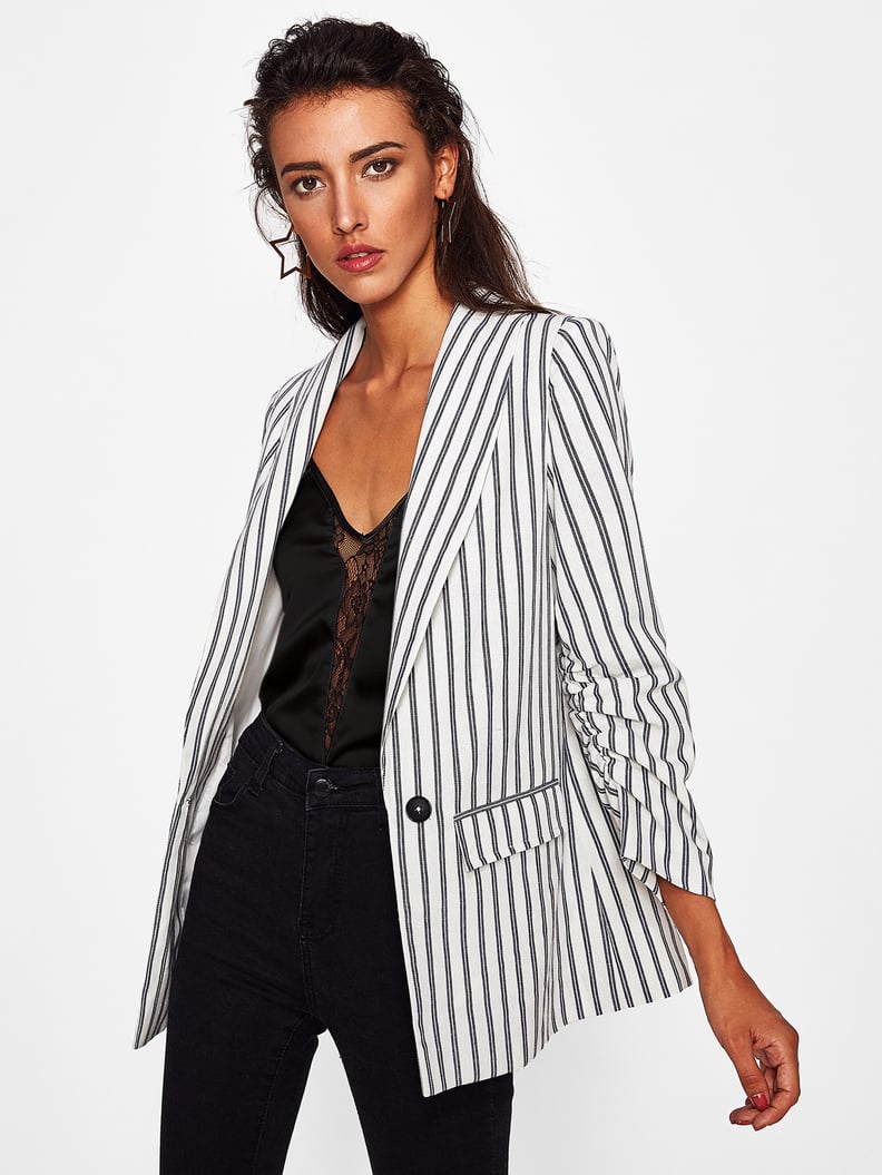 Shein Shawl Collar Stripped Boyfriend Blazer