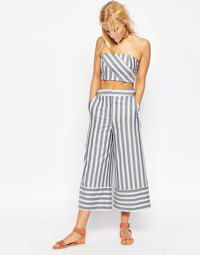 Asos Premium Multiway Stripe Culottes Co-ord ($62) and Stripe Bandeau Top ($46)