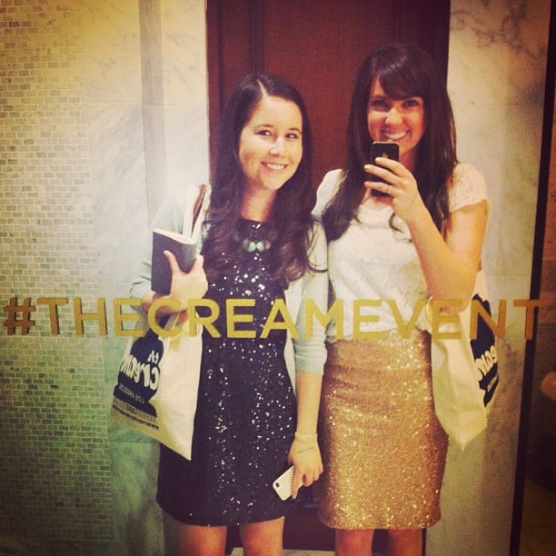 Yes, that's a hashtag decal on the bathroom mirror at The Cream event.