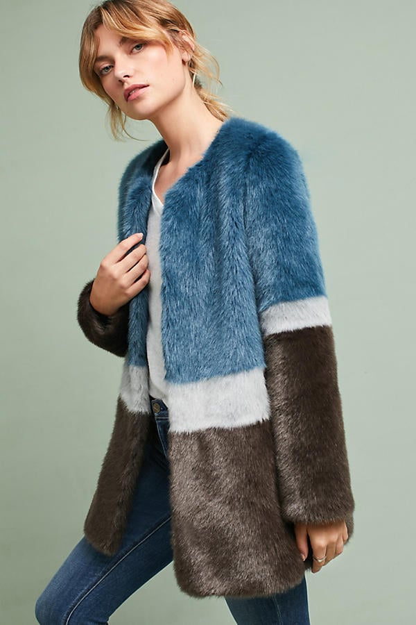 Molliolli Colorblocked Faux Fur Coat