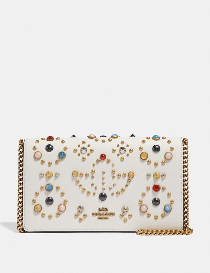 Coach Callie Foldover Chain Clutch With Rivets