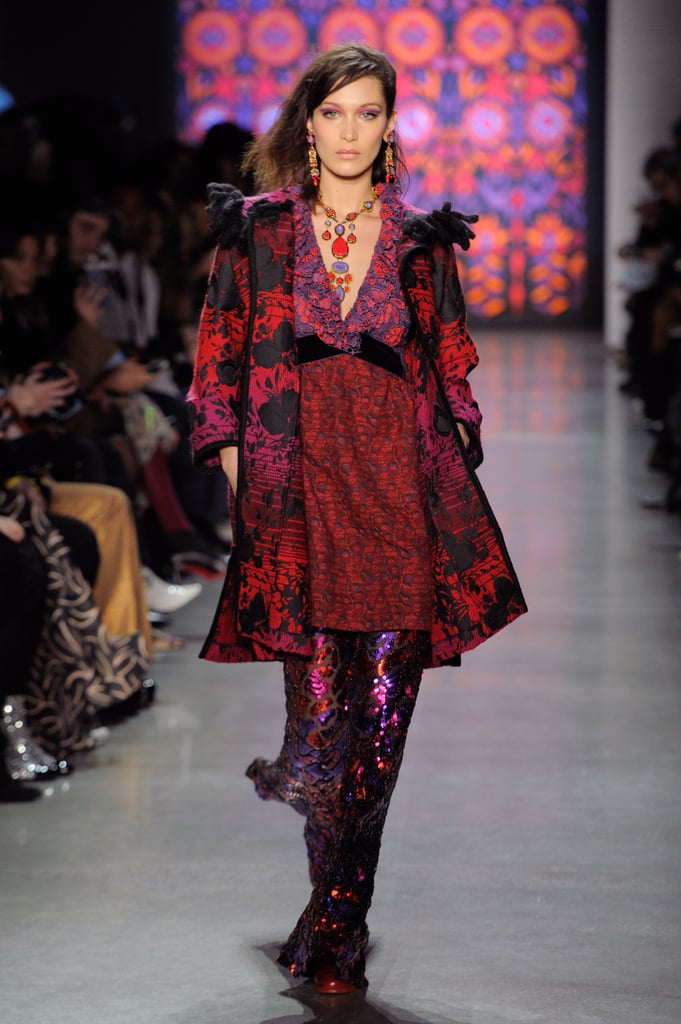 Bella Wore Jewel-Toned Separates on the Anna Sui Runway