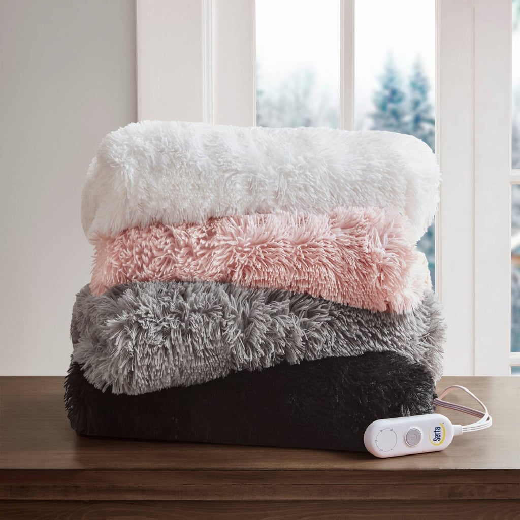 Best Target Electric Heated Blanket: Serta Leena Shaggy Faux Fur Electric Throw Blanket