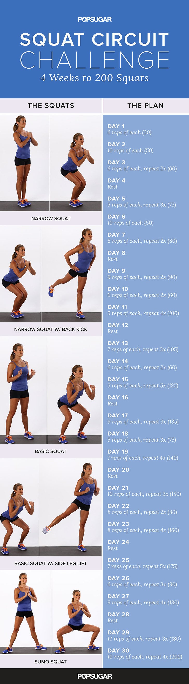 Printable 30 Day Squat Challenge POPSUGAR Fitness Australia