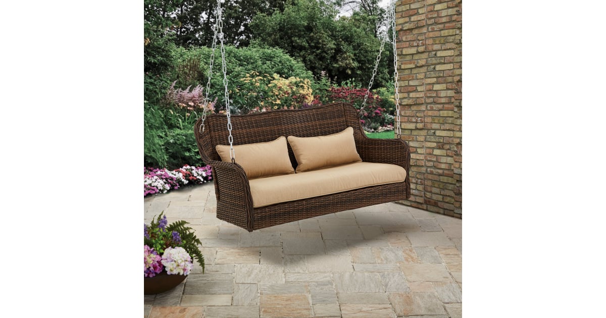 Better homes & gardens camrose farmhouse wicker outdoor porch swing top