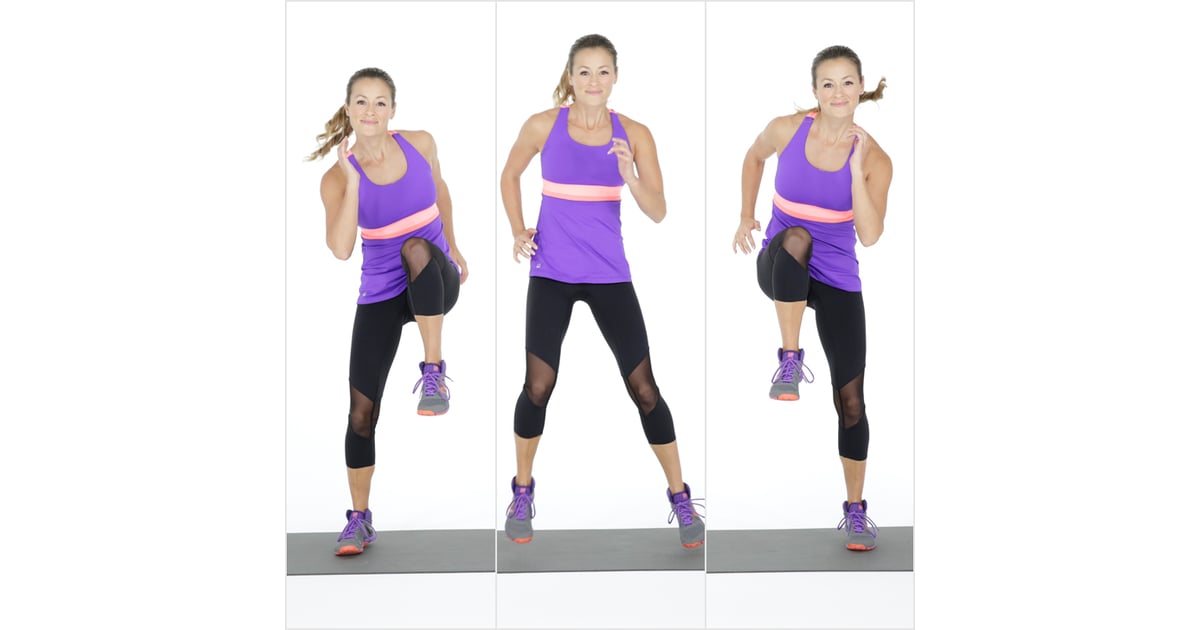 Side Shuffle With HighKnee Hold NoRun Cardio Workout 20 Minutes POPSUGAR Fitness Photo 3