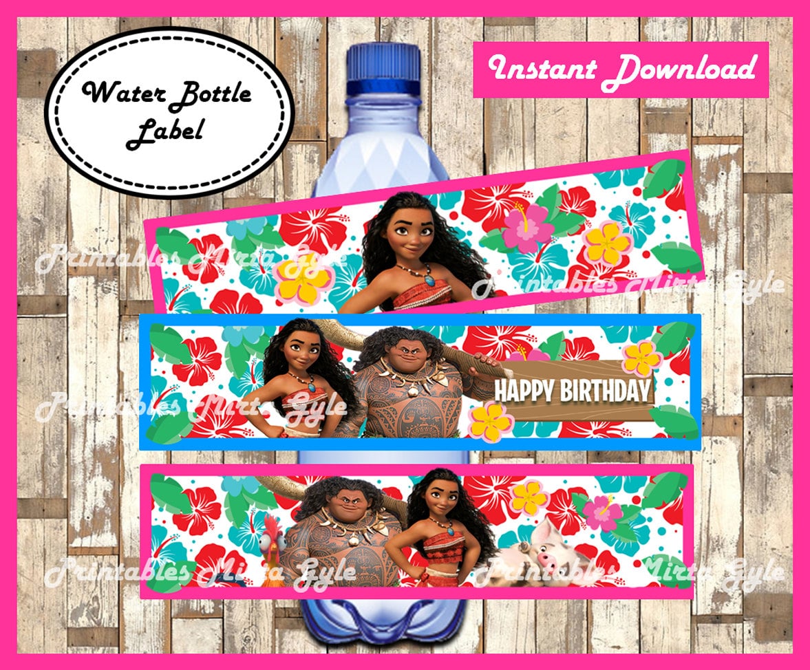 Moana Water Bottle Label, Moana Birthday, Moana Party, Moana Printable,  Moana Label, Digital Bottle Label, Moana Juice Bottle 