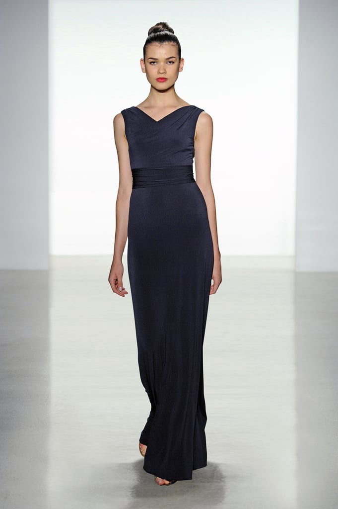 Amsale jersey high-neck long bridesmaid dress in black
Photo courtesy of Amsale