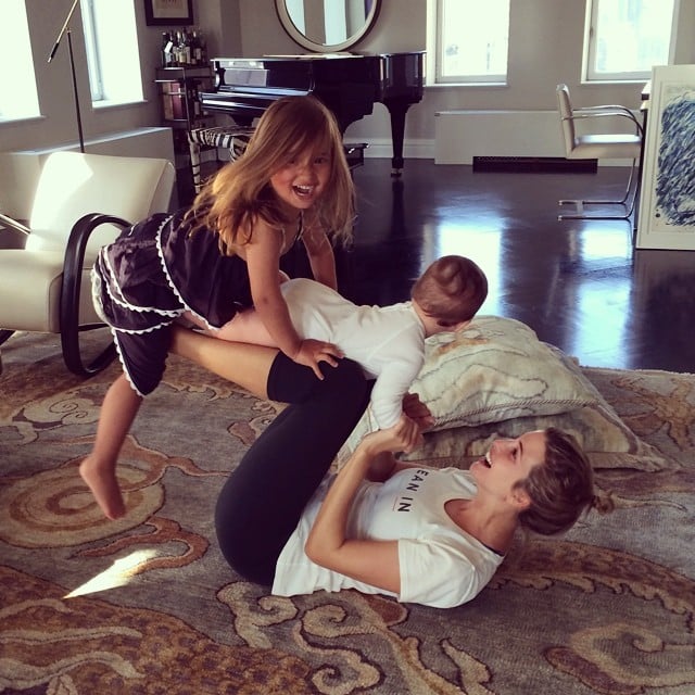 Ivanka Trump had a little help with her morning exercises. Arabella and Joseph provided a little extra weight for the leg lifts.
Source: Instagram user ivankatrump
