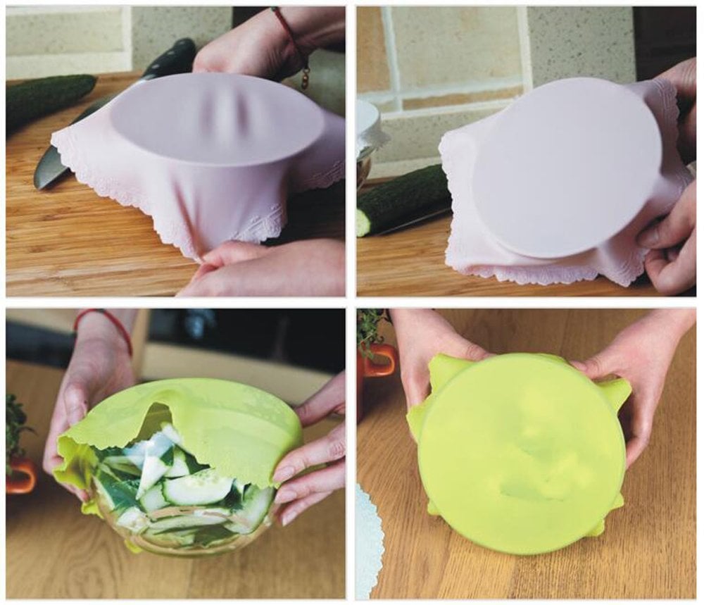 YoHom Silicone Cling Film Food-Grade Reusable Stretchable Food Wraps (Set of 4) (£9)