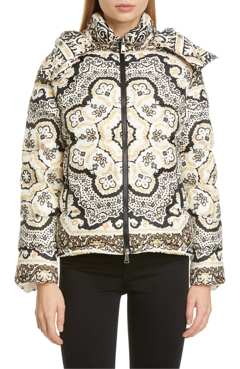 Moncler Turquin Bandana Print Down Puffer Coat