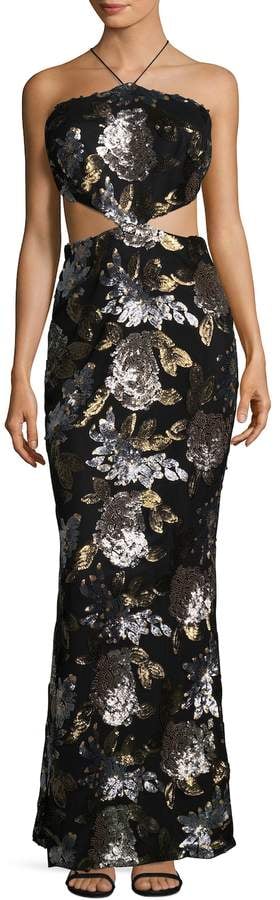 Mestiza Arianna Sequined Cut-Out Gown