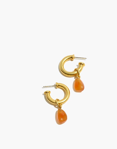 Madewell Carnelian Charm Chunky Small Hoop Earrings