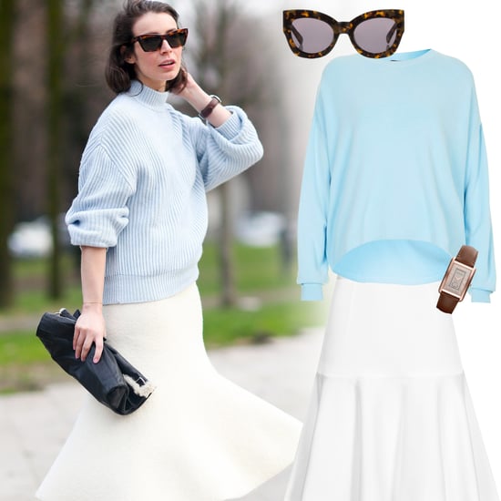 White Trumpet Skirt Outfit Idea