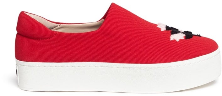 Opening Ceremony Cici Floral Embroidered Twill Flatform Skate Slip-Ons