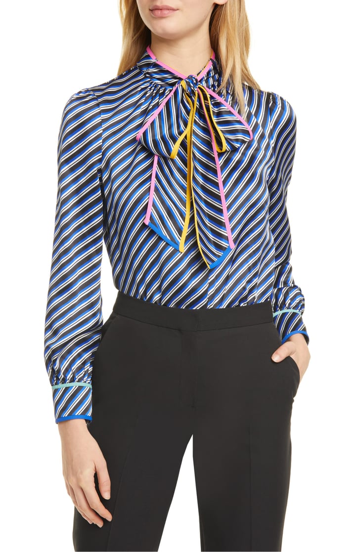 Tory Burch Bias Stripe Contrast Binding Silk Bow Blouse | 48  Fashion-Girl-Approved Tops That'll Easily Elevate Your Wardrobe | POPSUGAR  Fashion Photo 28