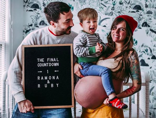 Mom's Countdown to Twins Letter Board Photo Series