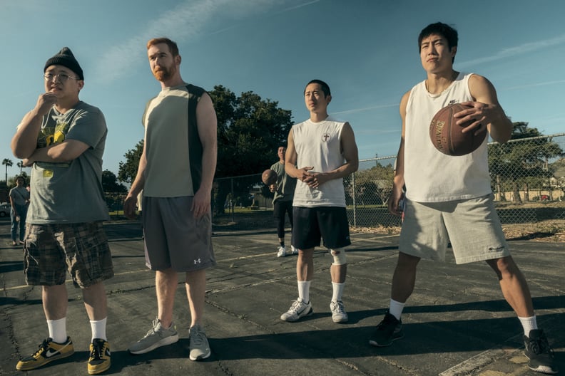 Beef. (L to R) Rekstizzy as Bobby, Andrew Santino as Michael, Steven Yeun as Danny, Young Mazino as Paul in episode 106 of Beef. Cr. Andrew Cooper/Netflix © 2023