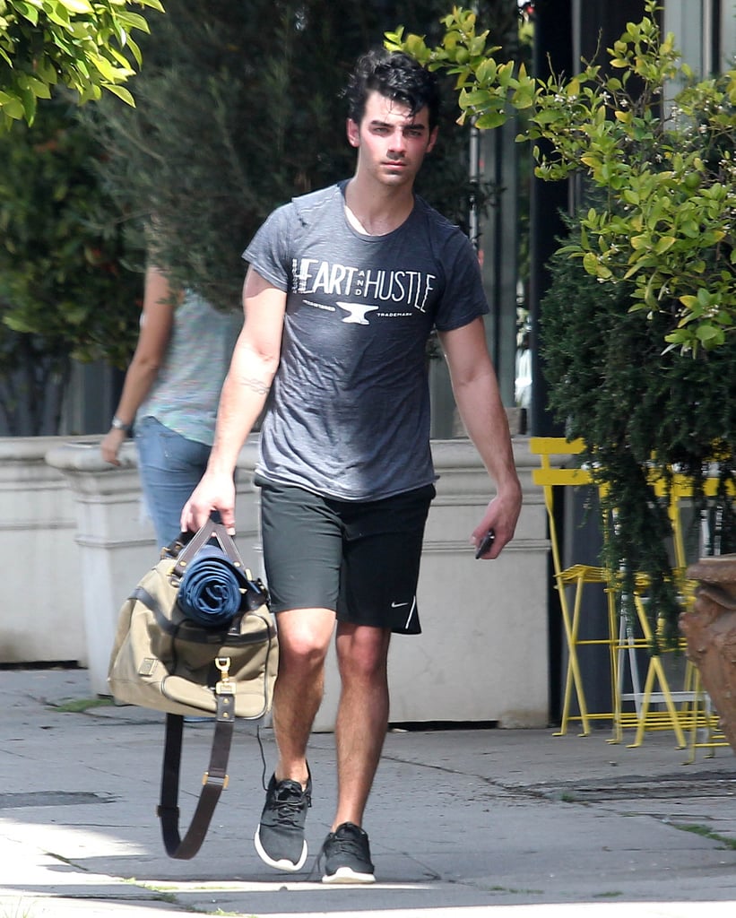 Joe Jonas fit in a yoga session in LA on Monday.