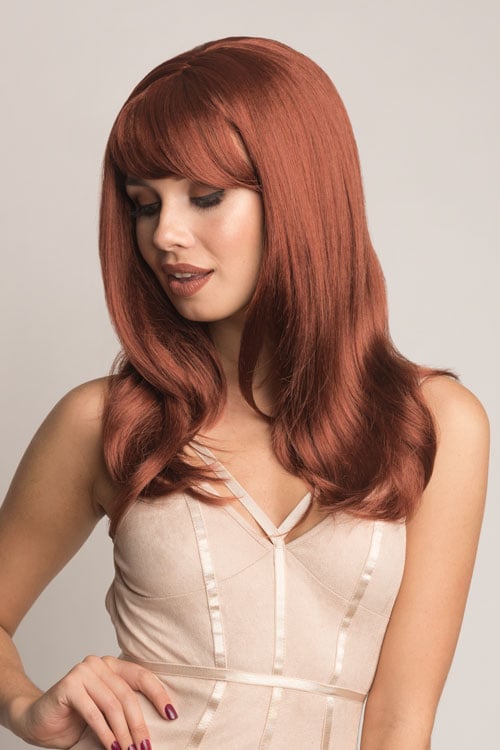 a wig in a deep red hair colour