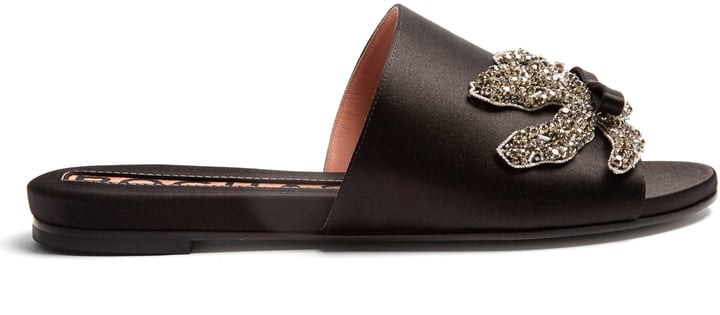 Rochas Crystal-Embellished Satin Slides