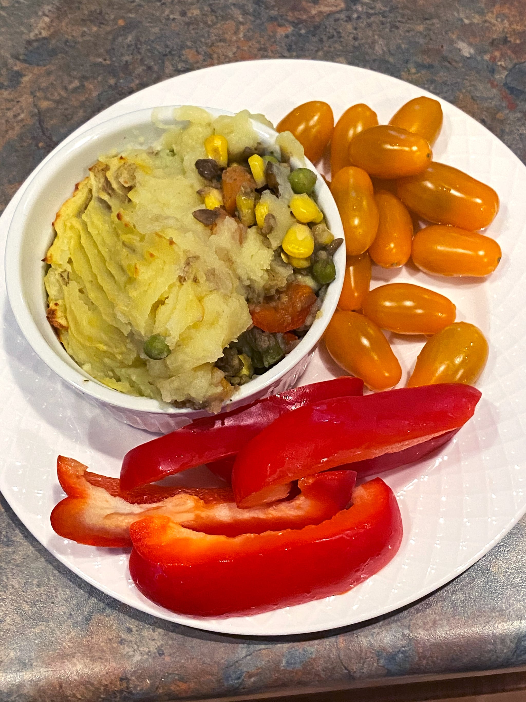 Dinner: Shepherd's Pie With Tomatoes and Red Pepper