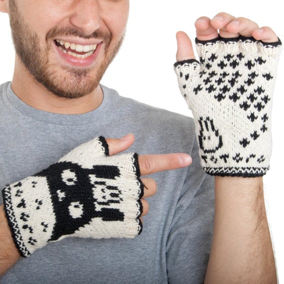 Totoro Hand-Knit Fingerless Wool Gloves