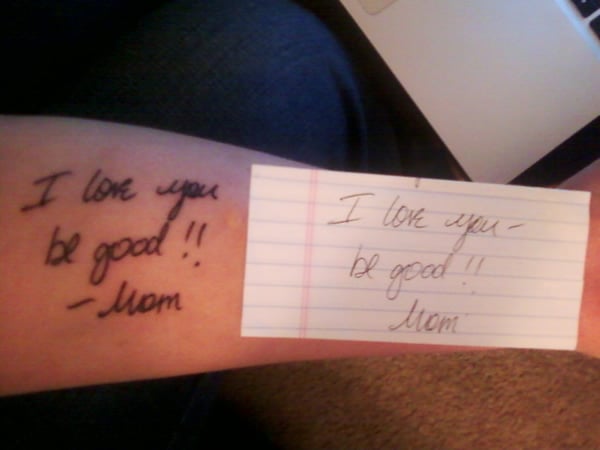 ℓes on Twitter my mom got a tattoo today of a note in my brothers  handwriting  love this so much httpstcoRiTyQ1Mu1k  Twitter
