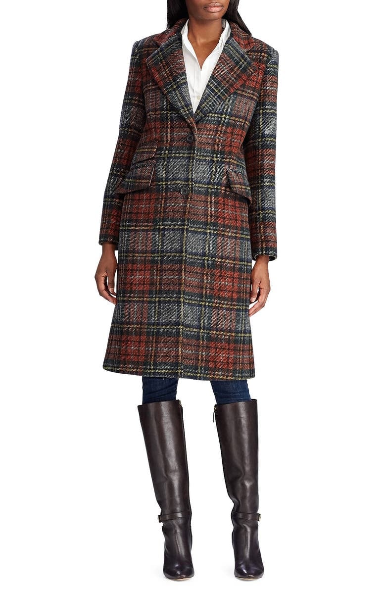 Lauren by Ralph Lauren Plaid Reefer Coat