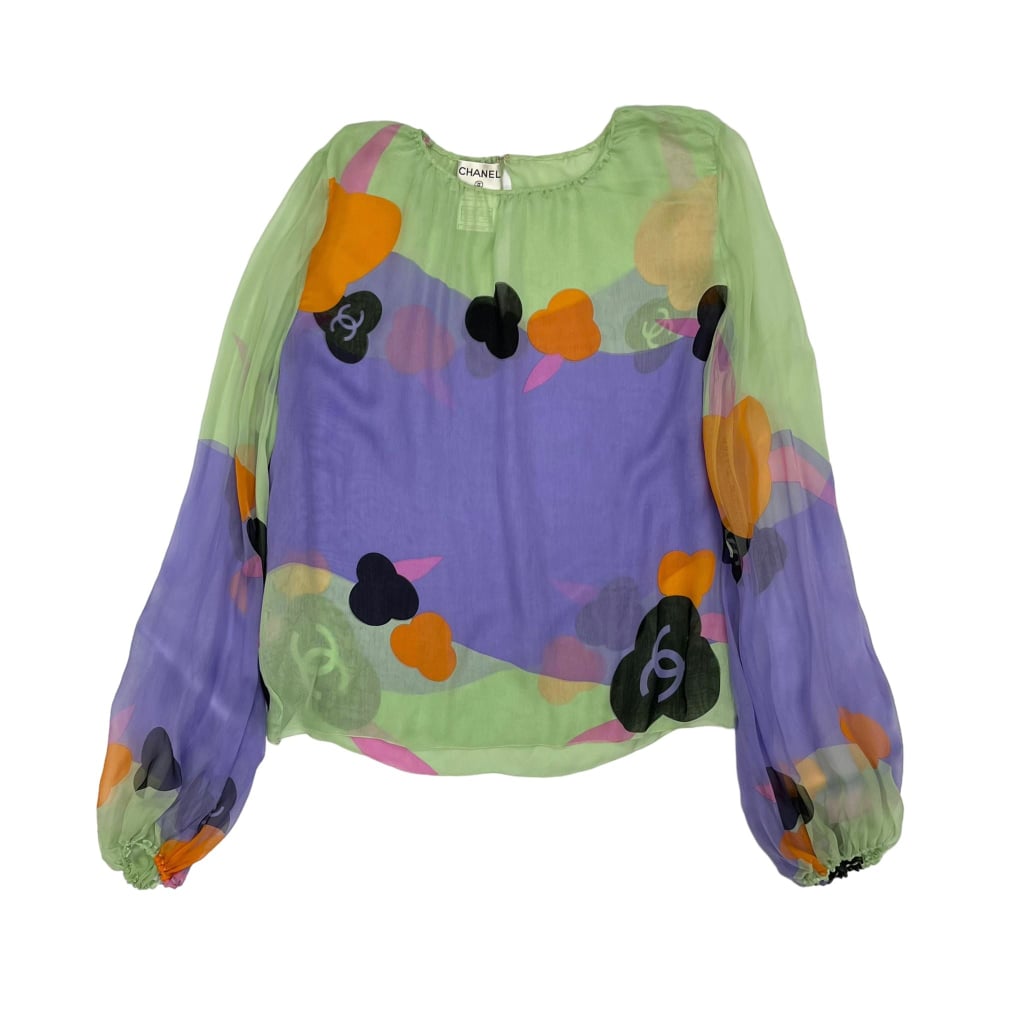 Chanel Multicolor Flower Logo Long Sleeve Top