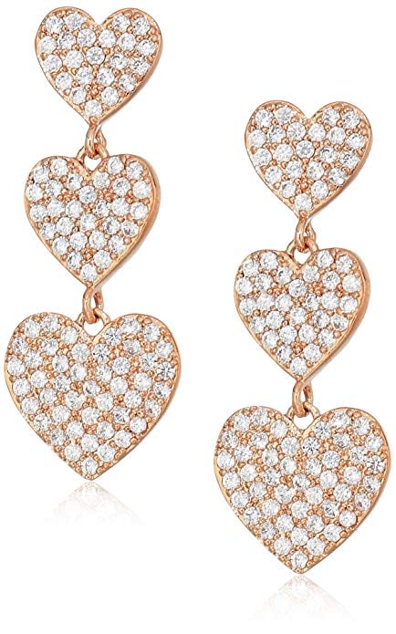Kate Spade New York Yours Truly Pave Heart Triple Drop Earrings | Best