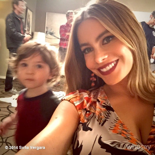 Sofia Vergara took a photo with her onscreen son during a Modern Family filming session. 
Source: Instagram user sofiavergara