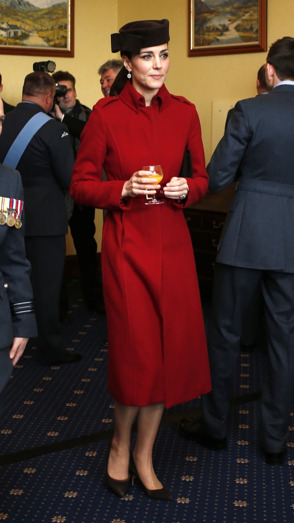 Kate accessorized her L.K. Bennett coat with chocolate brown accents.