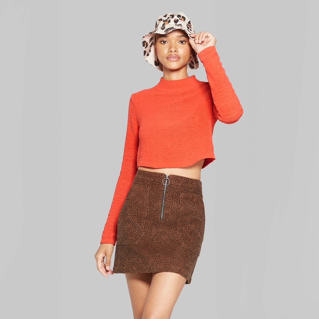 Wild Fable Orange Cropped Mock Neck Pullover