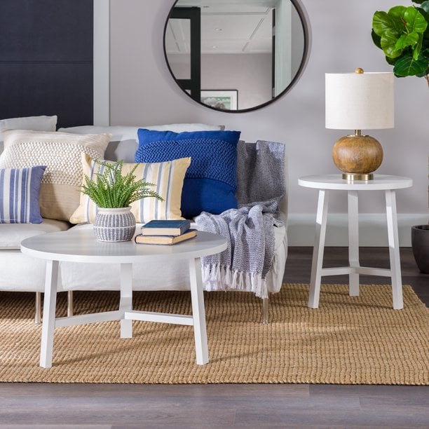 Gap Home Mid-Century Modern Simple 3-Leg Round Coffee and Side Table Set