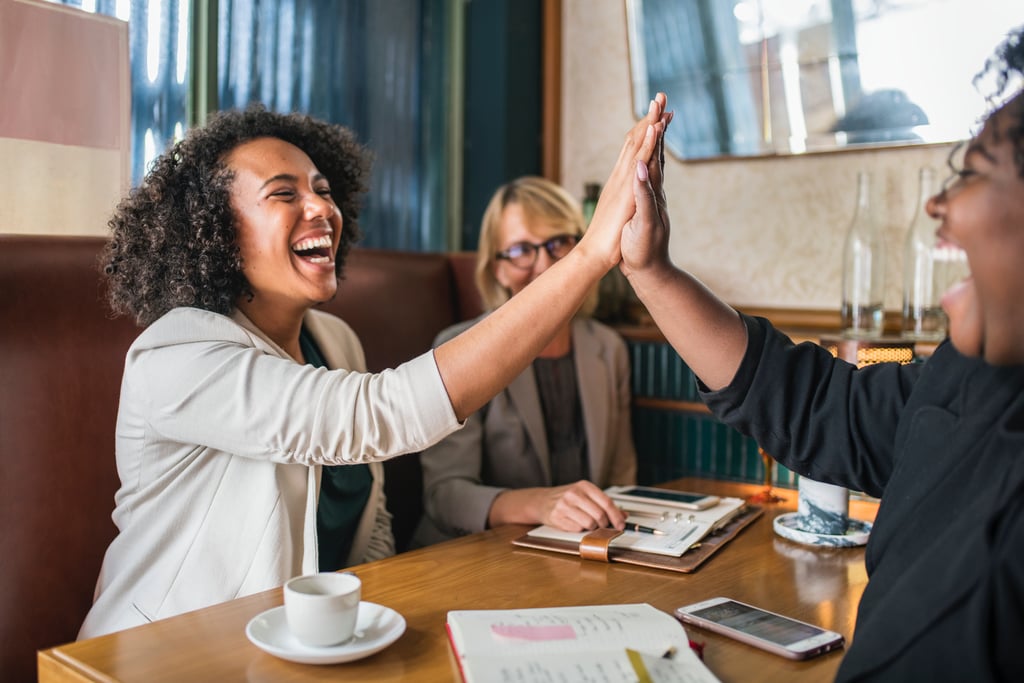 High fives always feel really awkward. High fives always feel really awkward.