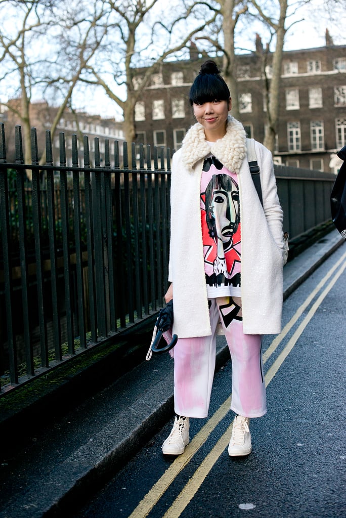 Susie Bubble brought her style whimsy to the shows with an abstract tee and a textured collar.