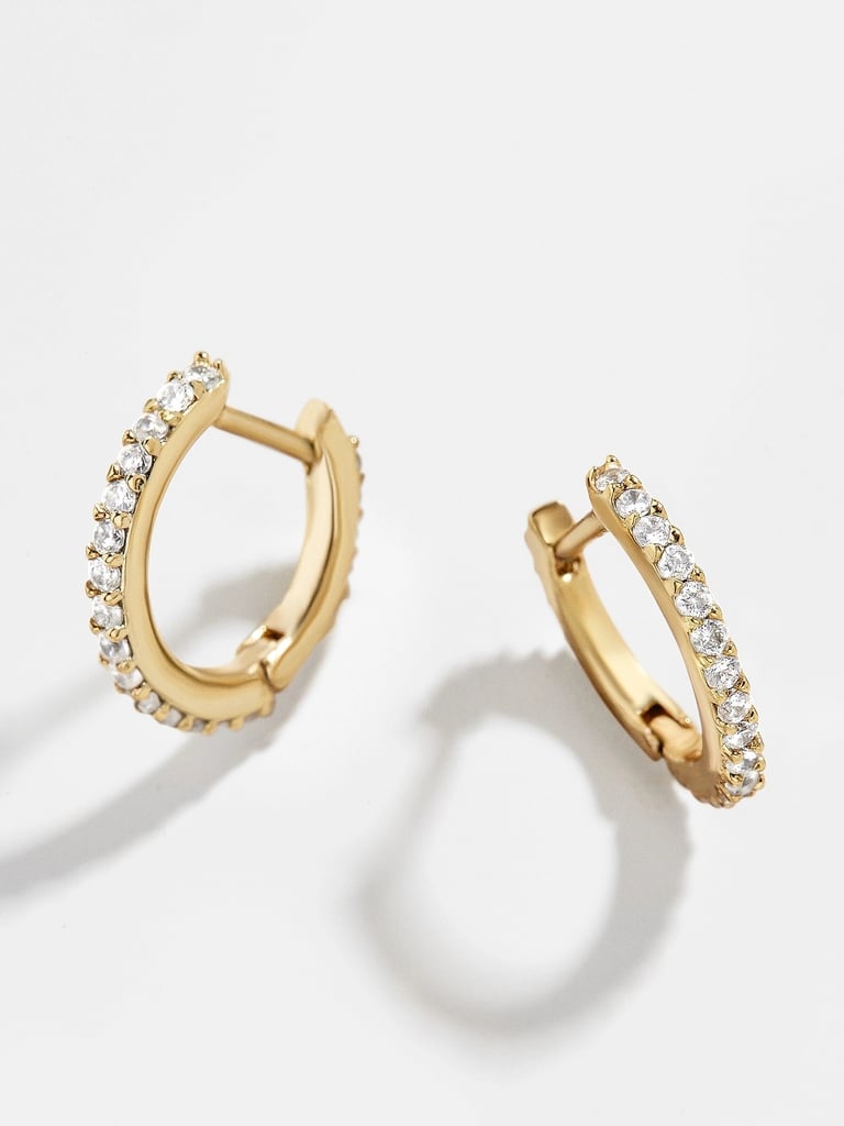 Sparkly Earrings: BaubleBar Niata 18K Gold Huggie Hoops