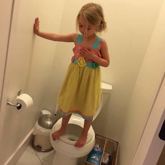 Girl Standing on Toilet in Gun Lockdown Drill